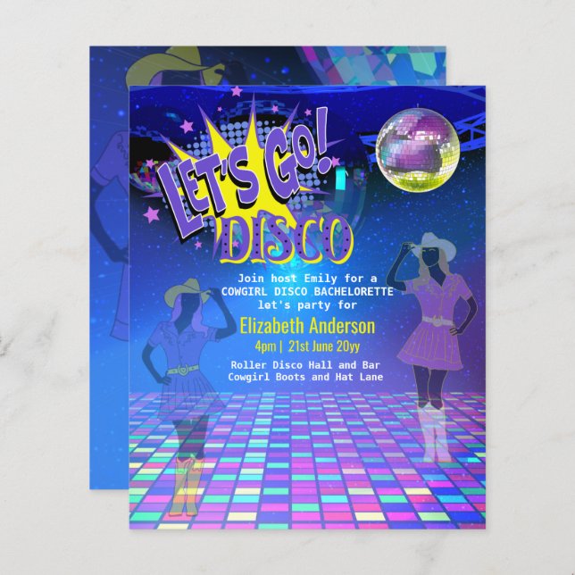 Cowgirl Disco Bachelorette Lets Go Last Ride Rodeo (Front/Back)