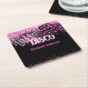 Cowgirl Disco Bachelorette Lets Go Last Ride Rodeo Square Paper Coaster