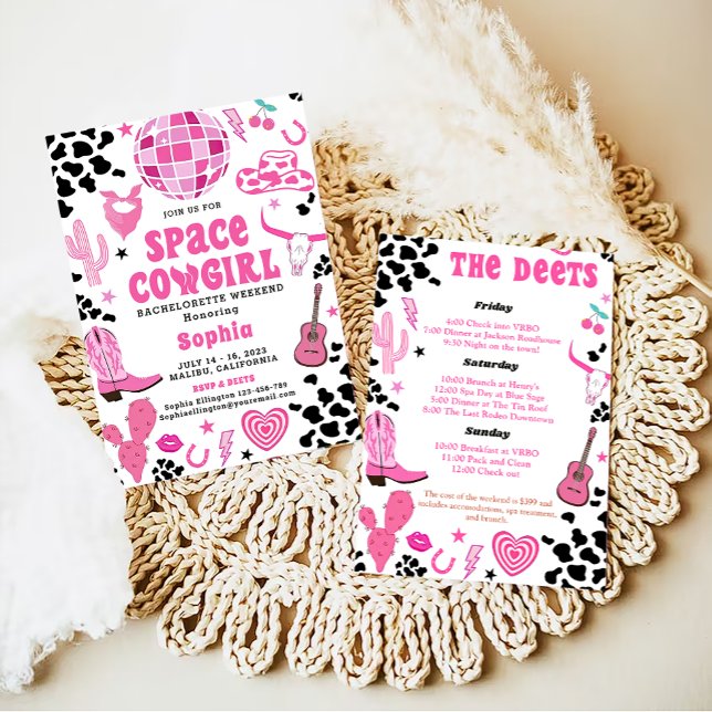 Cowgirl Disco Bachelorette Weekend Itinerary  Invitation (Creator Uploaded)
