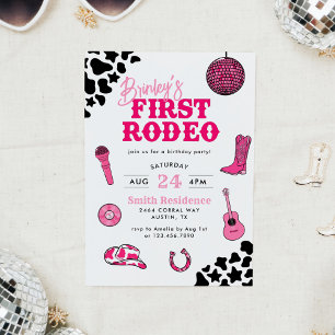 Cowgirl Disco First Rodeo Birthday Invitation