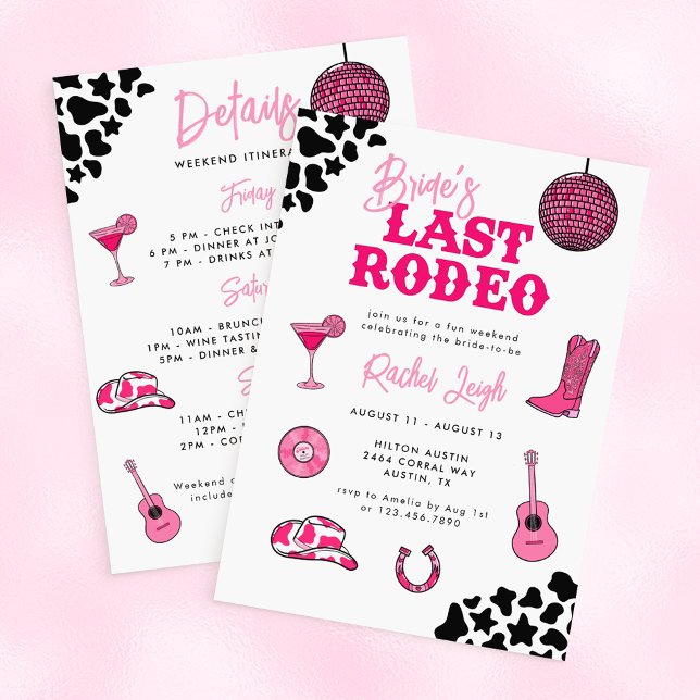 Cowgirl Disco Last Rodeo Bachelorette Invitation (Creator Uploaded)