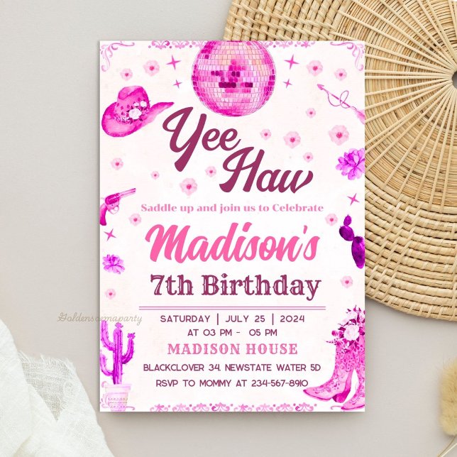 Cowgirl Disco Party Editable Invitation (Cowgirl Disco Party Editable Invitation
)