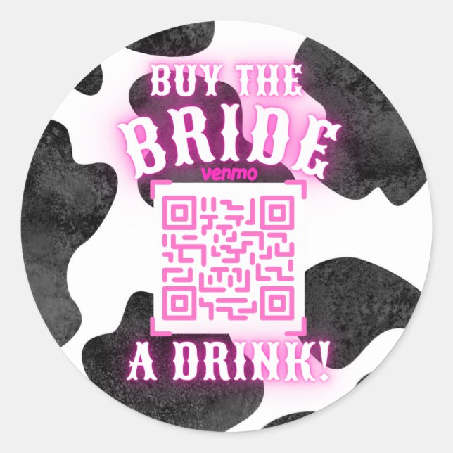 Cowgirl Disco QR Buy Bride Drink Classic Round Sticker (Front)
