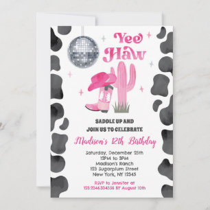 Cowgirl Disco Rodeo Western Birthday Invitations