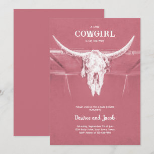 Cowgirl Dusty Pink Western Country Baby Shower Invitation