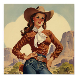 Cowgirl Elegance Unveiled: Wild West Whispers Poster