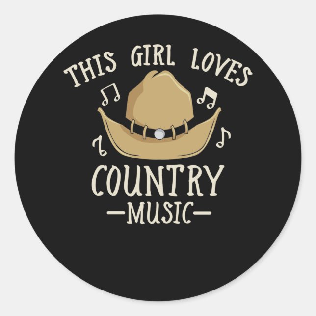 Cowgirl Female Country Music Lover Western Dancing Classic Round Sticker (Front)