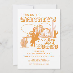 Cowgirl, First Birthday, Invitation