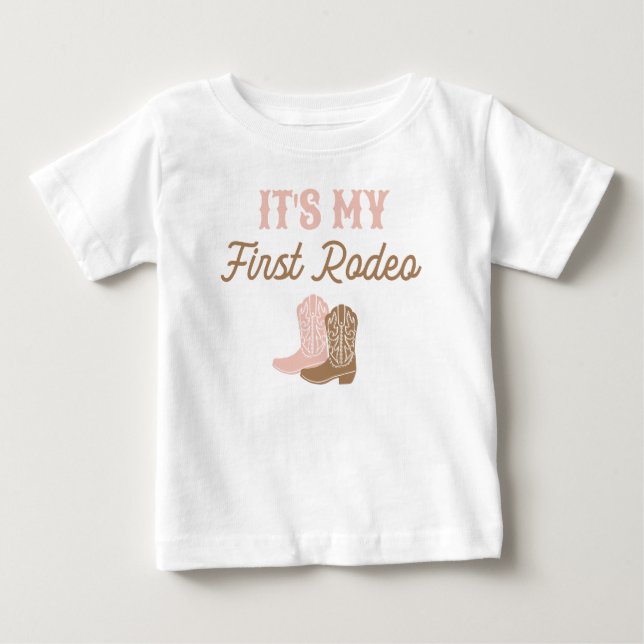 Cowgirl First Rodeo Birthday Baby T-Shirt (Front)