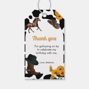 Cowgirl first rodeo birthday thank you gift tags