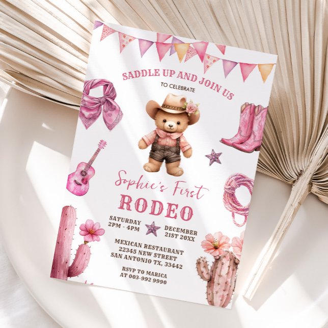 Cowgirl First Rodeo Cactus Birthday Invitation (Creator Uploaded)