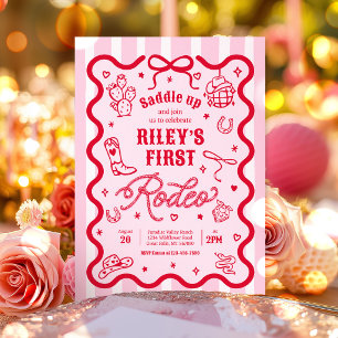 Cowgirl First Rodeo Western Birthday Party Invitation