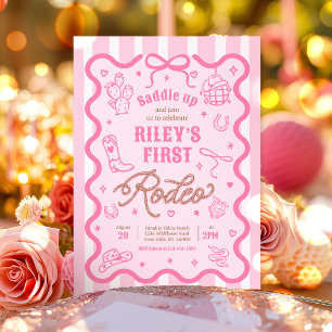Cowgirl First Rodeo Western Birthday Party Invitation