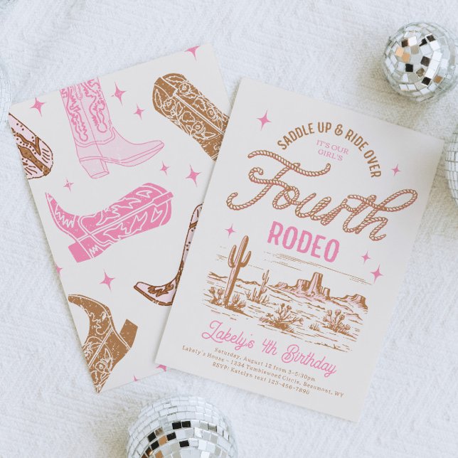 Cowgirl Fourth Rodeo Birthday Invitation (Creator Uploaded)