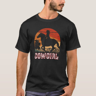 Cowgirl Girl Horse Riding Vintage Style Rodeo Texa T-Shirt