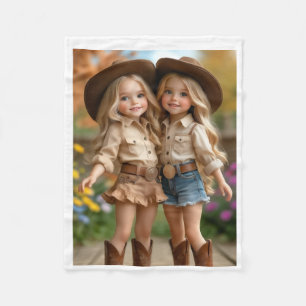 Cowgirl Girls Sherpa Throw Fleece Blanket