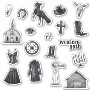 Cowgirl Goth Western Goth Journal Stickers