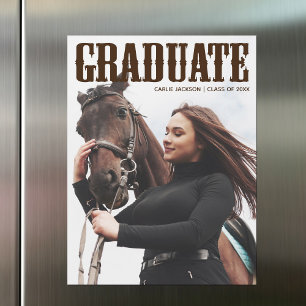 Cowgirl Graduation Photo Western Magnet Card