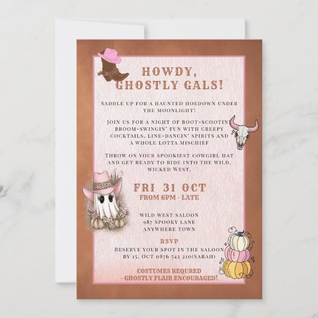 Cowgirl Halloween Party Invitation (Front)