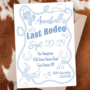 Cowgirl Hand Drawn Bachelorette Party Weekend Invitation