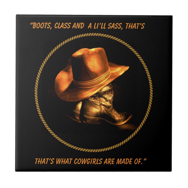 COWGIRL HAT & BOOTS QUOTE      MUG TILE (Front)
