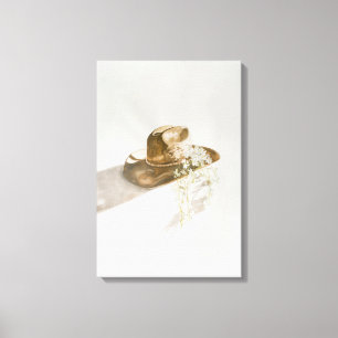 Cowgirl Hat Floral Canvas Print