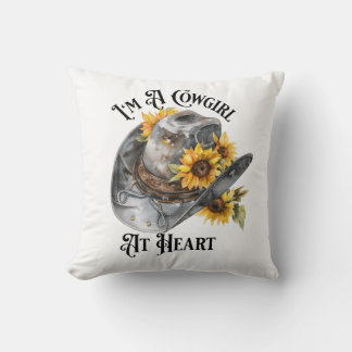 Cowgirl Hat Pillow, with sunflowers Cushion