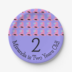 Cowgirl Hat Second Birthday Party Paper Plate