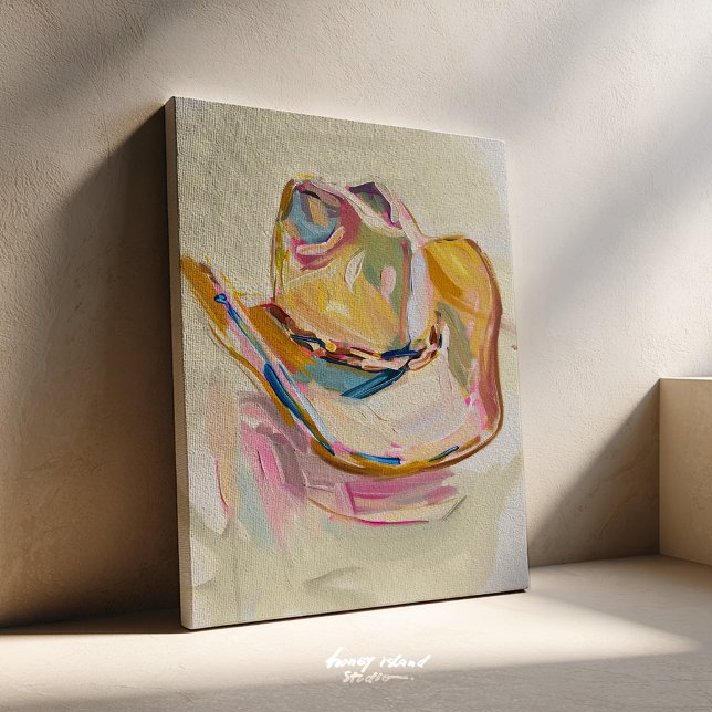 Cowgirl Hat Wall Art Canvas (cowgirl hat art, western decor, boho wall art, country style, rustic canvas, cowgirl aesthetic, dese)