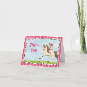 Cowgirl Horse Birthday Party  Thank You Card