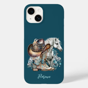 Cowgirl horse cowboy boots hat floral western Case-Mate iPhone 14 case