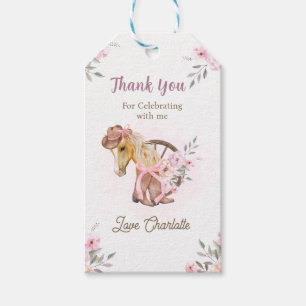 Cowgirl Horse Floral Western Birthday thank you Gift Tags