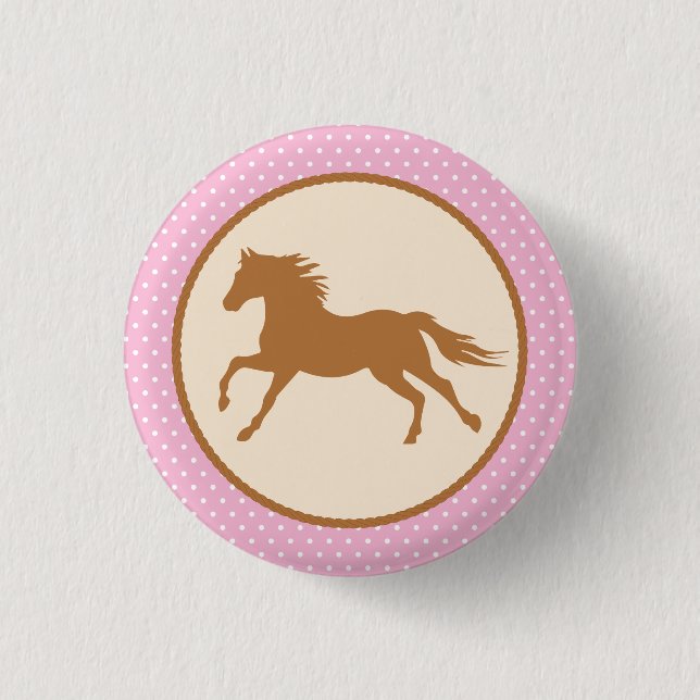 Cowgirl Horse Kid's Birthday Party 3 Cm Round Badge (Front)