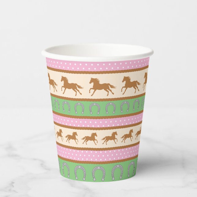 Cowgirl Horse Pony Cute 1st Birthday Party Kids Paper Cups (Front)