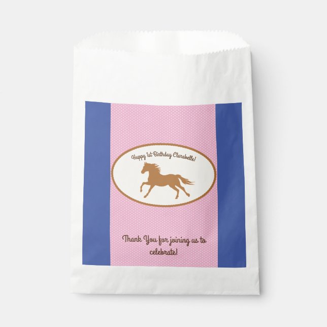 Cowgirl Horse Pony Cute 1st Birthday Party Theme Favour Bags (Front)