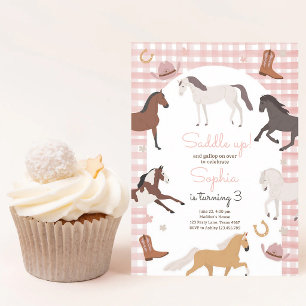 Cowgirl Horse Saddle Up Birthday Invitation