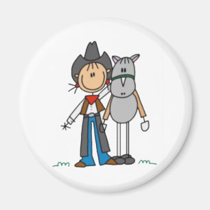 Cowgirl & Horse Stick Figure Magnet