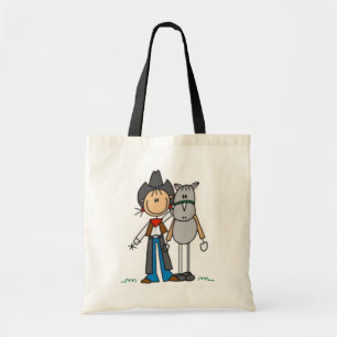 Cowgirl & Horse Stick Figure Tote Bag