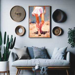 Cowgirl in Pink Boots Trendy Wall Art