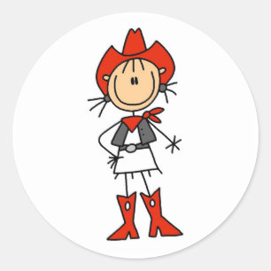 Cowgirl in Red T-shirts and Gifts Classic Round Sticker