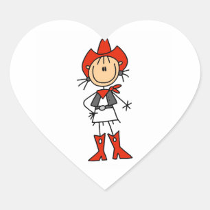 Cowgirl in Red T-shirts and Gifts Heart Sticker