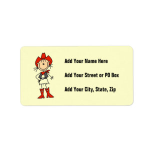 Cowgirl in Red T-shirts and Gifts Label
