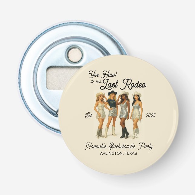 Cowgirl Last Rodeo Bachelorette Party Bottle Opener (Front)