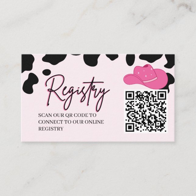 Cowgirl Last Rodeo Pink QR Code Registry Card (Front)