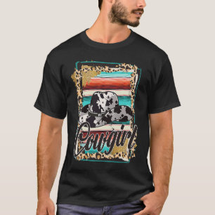 COWGIRL Leopard Cow Pattern Print Serape Rodeo T-Shirt