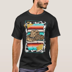 COWGIRL   Leopard Cow Pattern Print Serape Rodeo T-Shirt