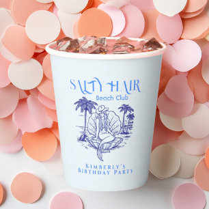 Cowgirl Mermaid Coastal Blue Birthday Party Paper Cups