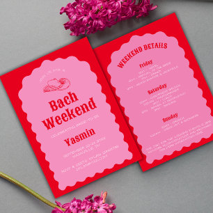 Cowgirl Nashville Red & Pink Bachelorette Weekend Invitation