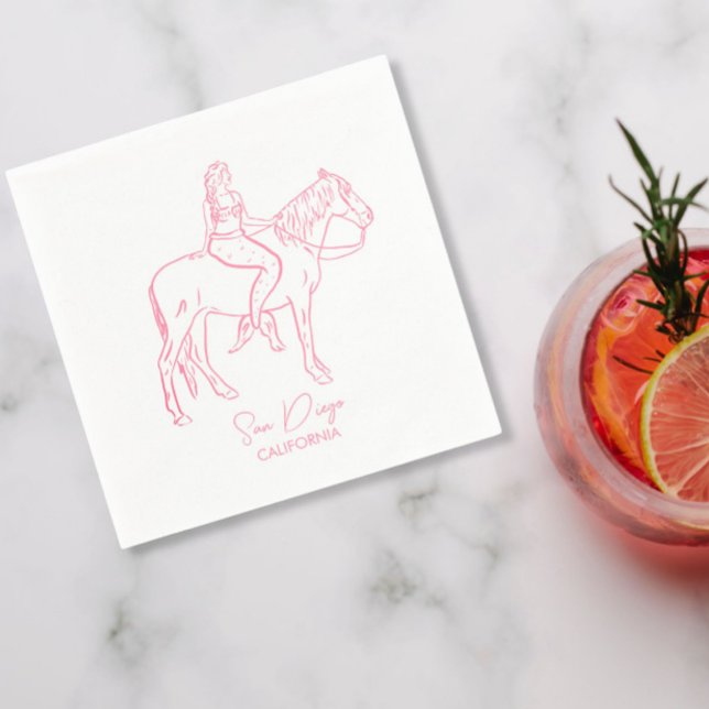 cowgirl ocean bachelorette cocktail  napkin (Creator Uploaded)