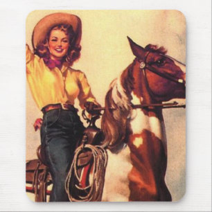 Cowgirl on Her Horse Mouse Pad